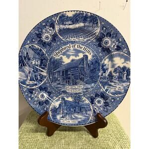 Vintage Blue Transferware Plate Shepherd Hills Branson MO England Wedgewood